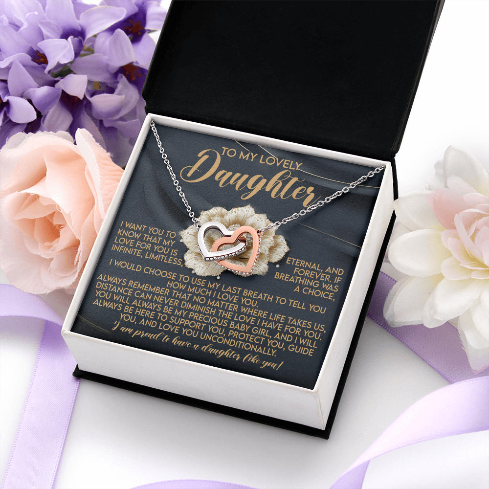 To My Lovely Daughter Necklace, Love Is All We Need Necklace, Dad And Daughter Necklaces, Proud Of Daughter Gifts From Mom