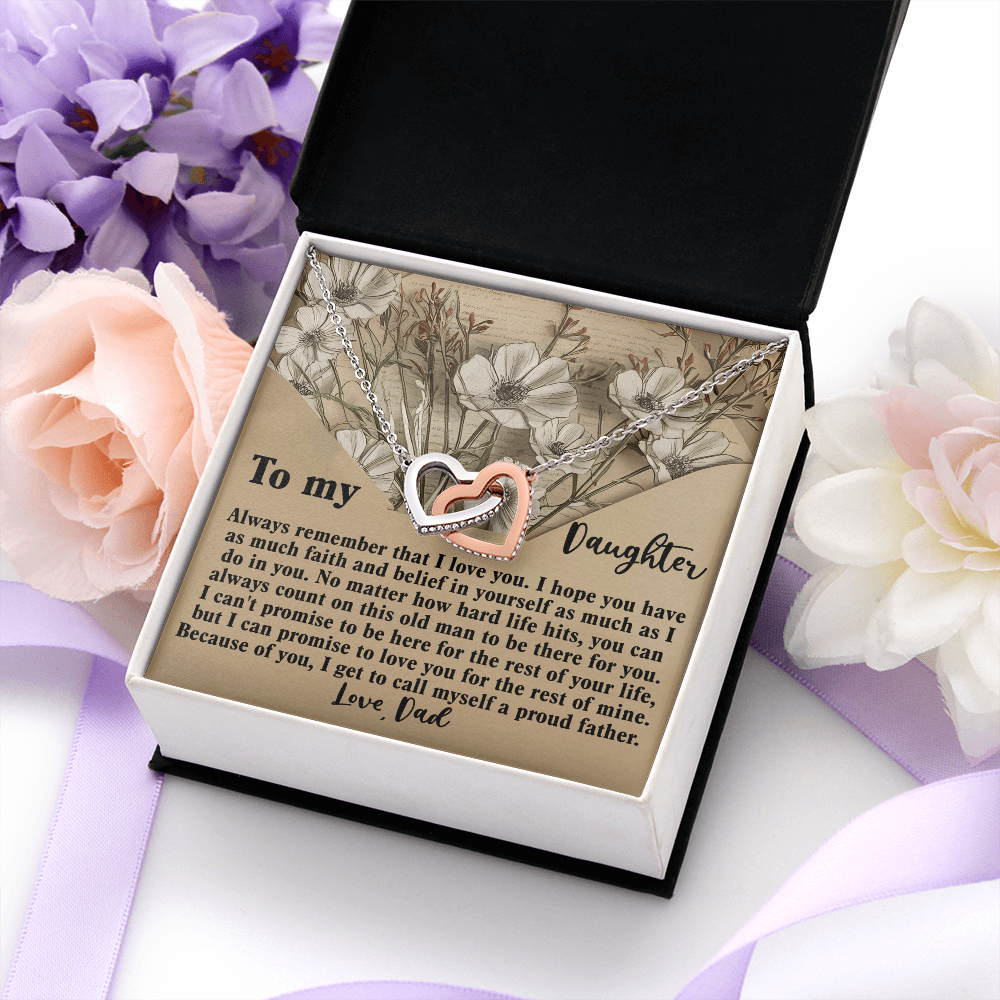 To My Daughter Necklace, Necklace For Daughter From Dad, Father Daughter Necklace Gold, Daddy Loves You Daughter Gift