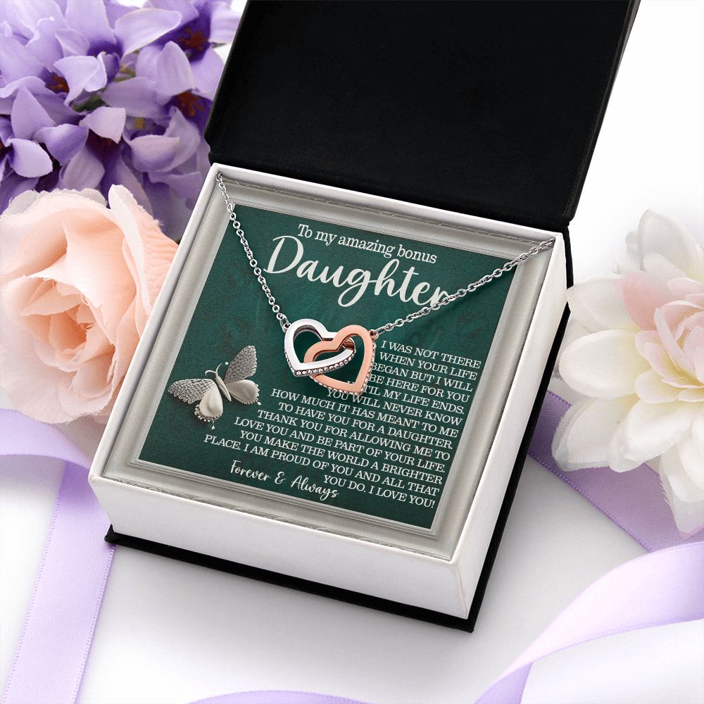 To My Amazing Bonus Daughter Necklace, Daughter Birthday Card From Mom, Birthday Gifts For Adult Daughter, Daughter Gifts From Mom Unique