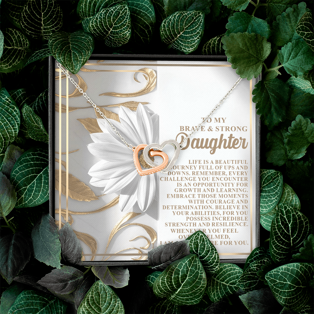 To My Brave & Strong Daughter Necklace, Jewelry For Daughter From Dad, Daughter Gifts From Mom And Dad, For My Daughter Necklace