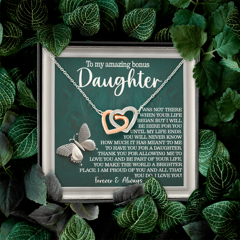 To My Amazing Bonus Daughter Necklace, Daughter Birthday Card From Mom, Birthday Gifts For Adult Daughter, Daughter Gifts From Mom Unique