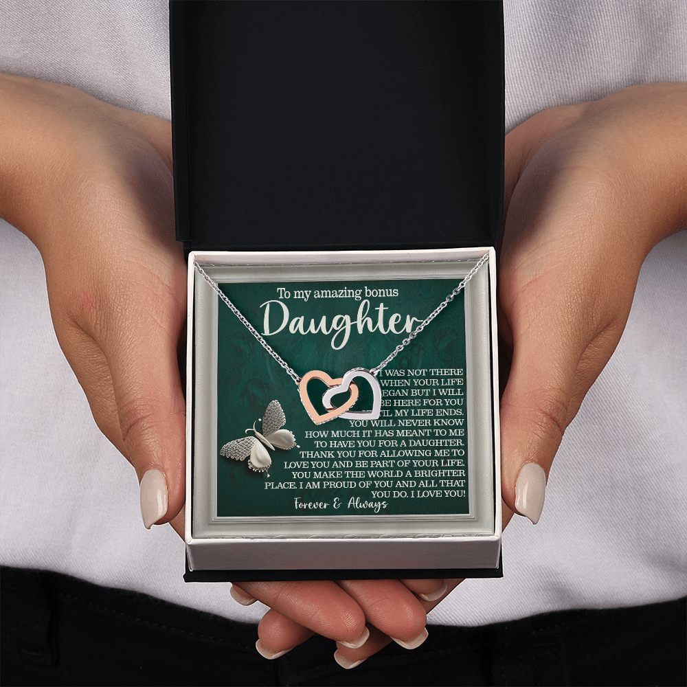 To My Amazing Bonus Daughter Necklace, Daughter Birthday Card From Mom, Birthday Gifts For Adult Daughter, Daughter Gifts From Mom Unique
