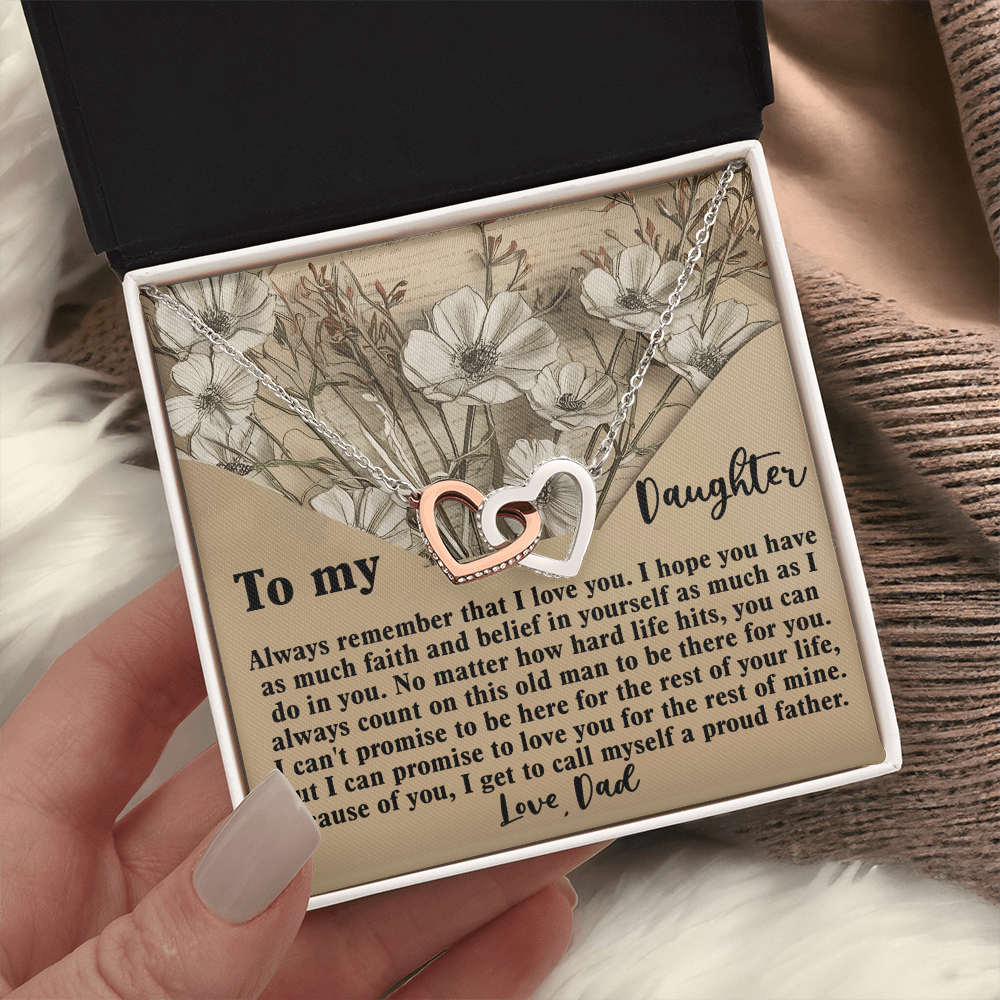 To My Daughter Necklace, Necklace For Daughter From Dad, Father Daughter Necklace Gold, Daddy Loves You Daughter Gift