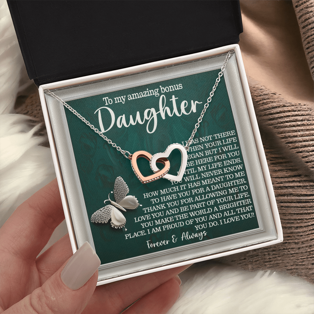 To My Amazing Bonus Daughter Necklace, Daughter Birthday Card From Mom, Birthday Gifts For Adult Daughter, Daughter Gifts From Mom Unique