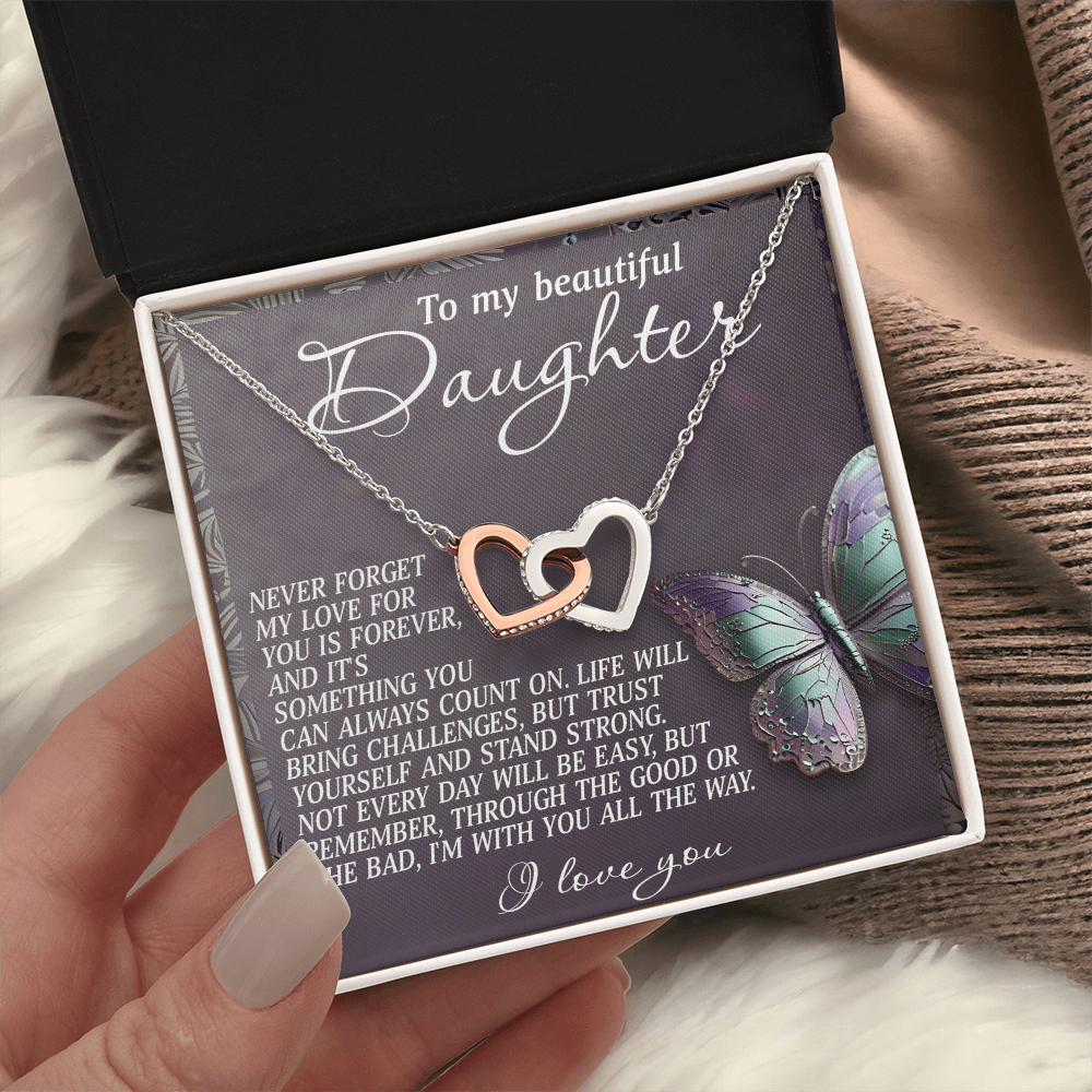To My Beautiful Daughter Necklace, Daughter Necklace From Daddy Heart, My Daughter Is My Valentine, Father Daughter Gifts Necklace