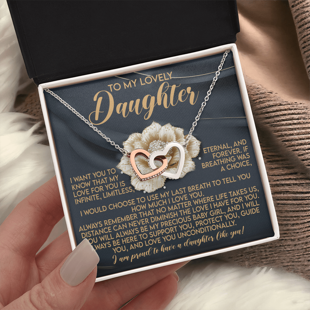 To My Lovely Daughter Necklace, Love Is All We Need Necklace, Dad And Daughter Necklaces, Proud Of Daughter Gifts From Mom