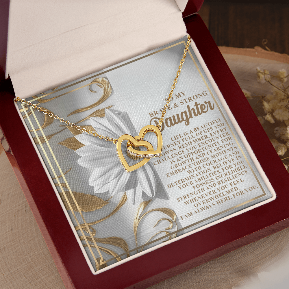 To My Brave & Strong Daughter Necklace, Jewelry For Daughter From Dad, Daughter Gifts From Mom And Dad, For My Daughter Necklace