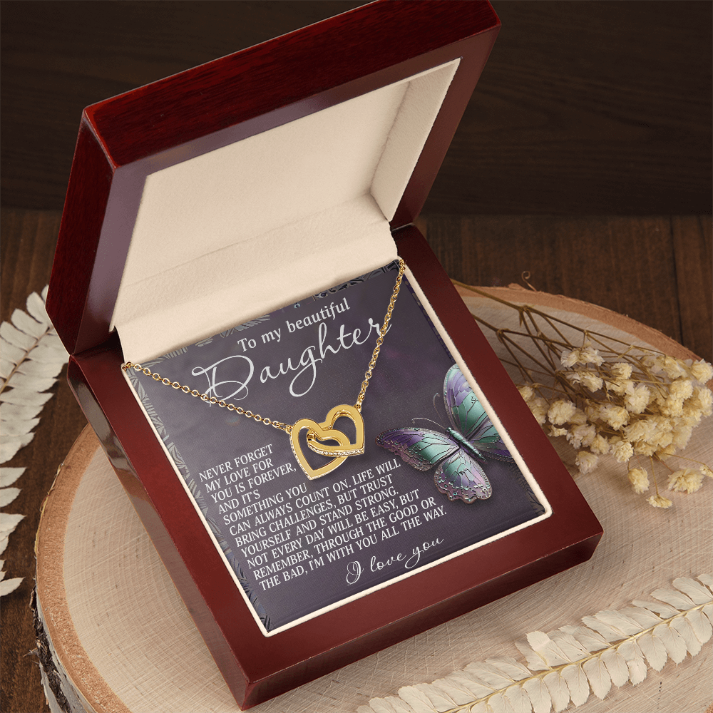 To My Beautiful Daughter Necklace, Daughter Necklace From Daddy Heart, My Daughter Is My Valentine, Father Daughter Gifts Necklace