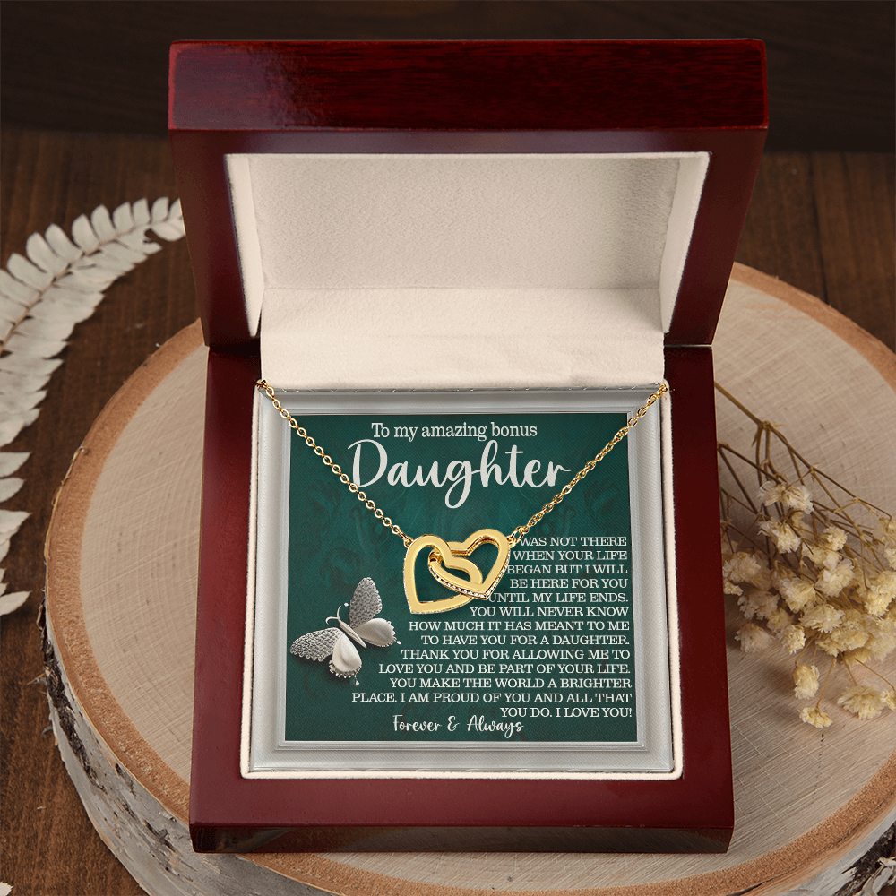 To My Amazing Bonus Daughter Necklace, Daughter Birthday Card From Mom, Birthday Gifts For Adult Daughter, Daughter Gifts From Mom Unique