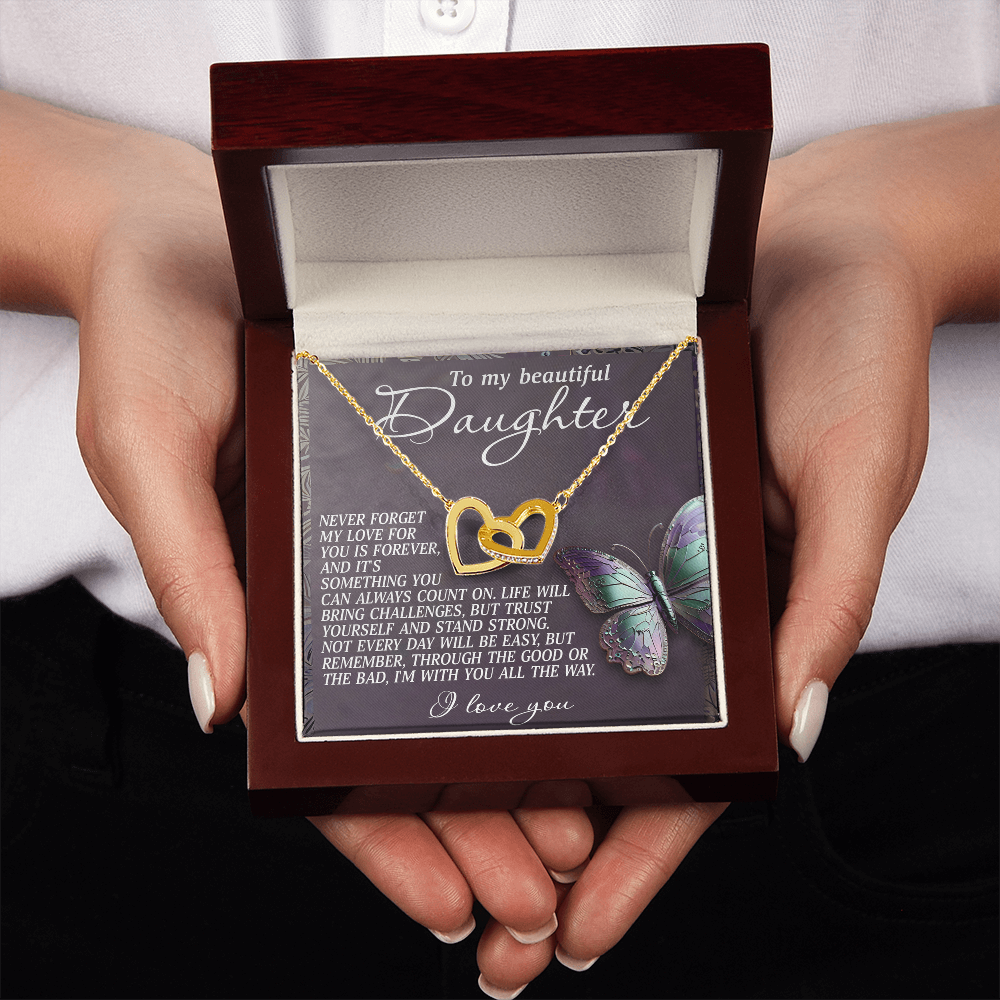 To My Beautiful Daughter Necklace, Daughter Necklace From Daddy Heart, My Daughter Is My Valentine, Father Daughter Gifts Necklace