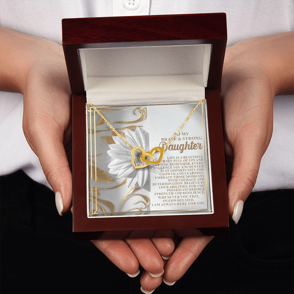 To My Brave & Strong Daughter Necklace, Jewelry For Daughter From Dad, Daughter Gifts From Mom And Dad, For My Daughter Necklace
