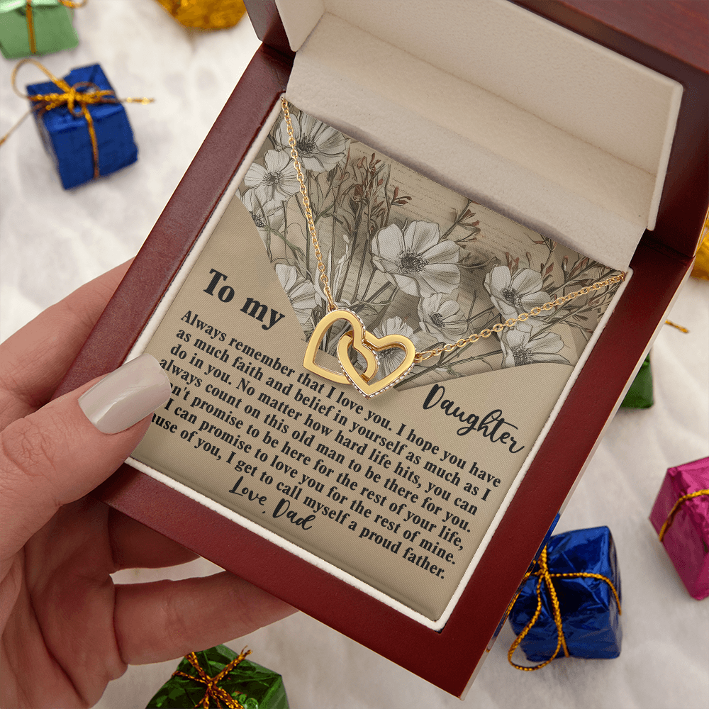 To My Daughter Necklace, Necklace For Daughter From Dad, Father Daughter Necklace Gold, Daddy Loves You Daughter Gift