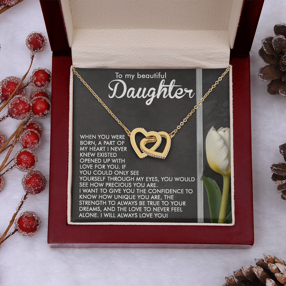 To My Beautiful Daughter Necklace, Valentines Day Gifts For Daughter Adult From Dad, Badass Necklace For Women, To My Bonus Mom Necklace