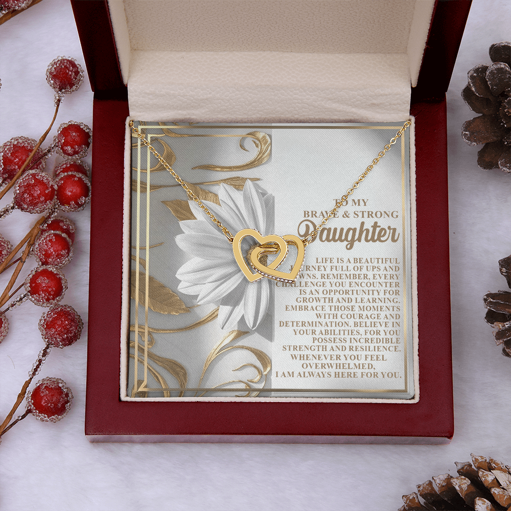 To My Brave & Strong Daughter Necklace, Jewelry For Daughter From Dad, Daughter Gifts From Mom And Dad, For My Daughter Necklace