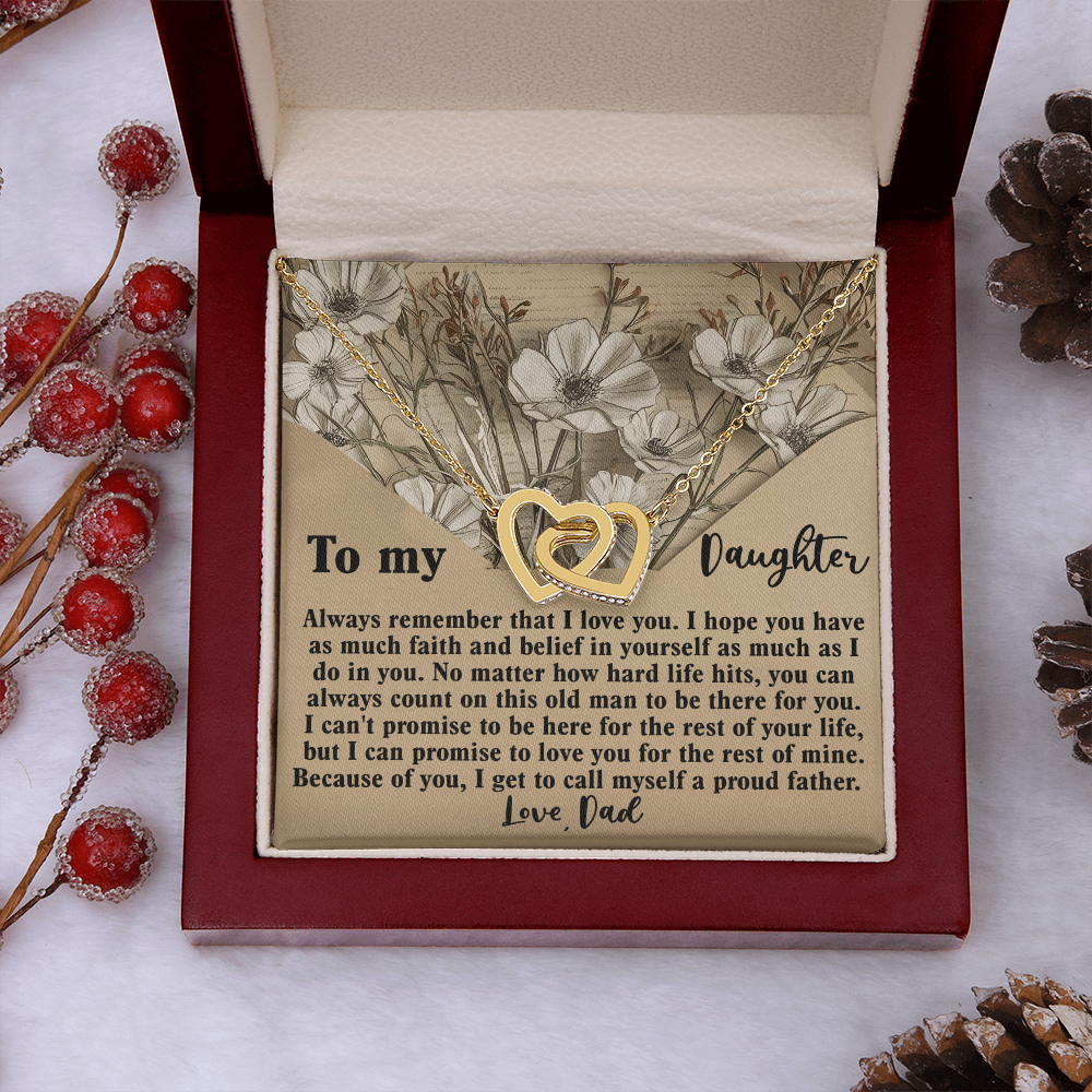 To My Daughter Necklace, Necklace For Daughter From Dad, Father Daughter Necklace Gold, Daddy Loves You Daughter Gift