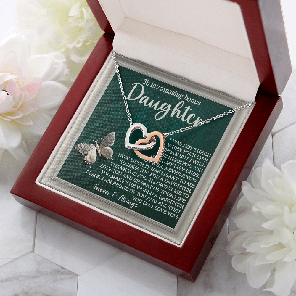 To My Amazing Bonus Daughter Necklace, Daughter Birthday Card From Mom, Birthday Gifts For Adult Daughter, Daughter Gifts From Mom Unique