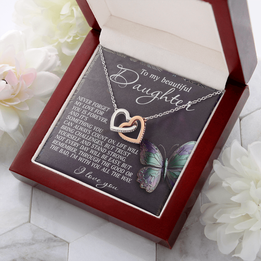 To My Beautiful Daughter Necklace, Daughter Necklace From Daddy Heart, My Daughter Is My Valentine, Father Daughter Gifts Necklace
