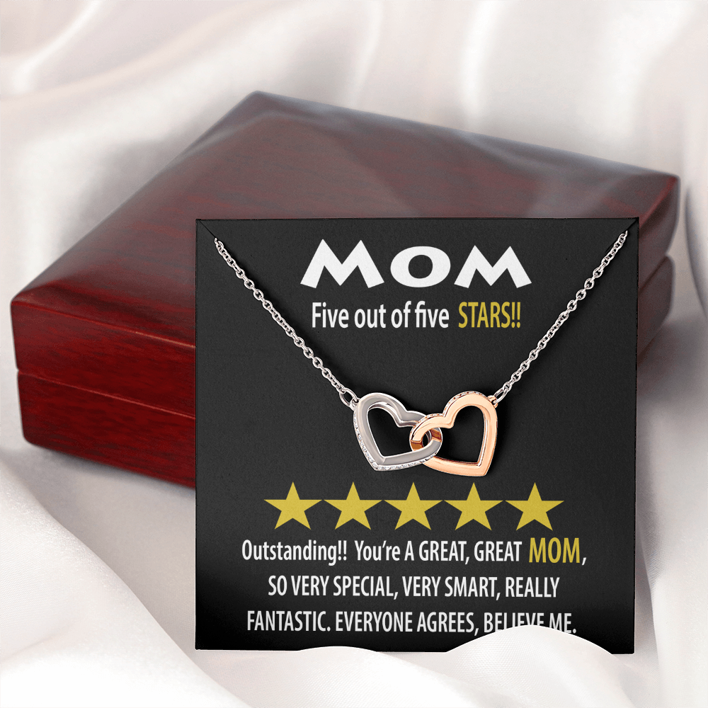 Mom Five Out Of Five Stars Necklace, Mom Birthday Gift From Son, Gift For Mom Spanish, 1st Mothers Day Necklace For New Mom