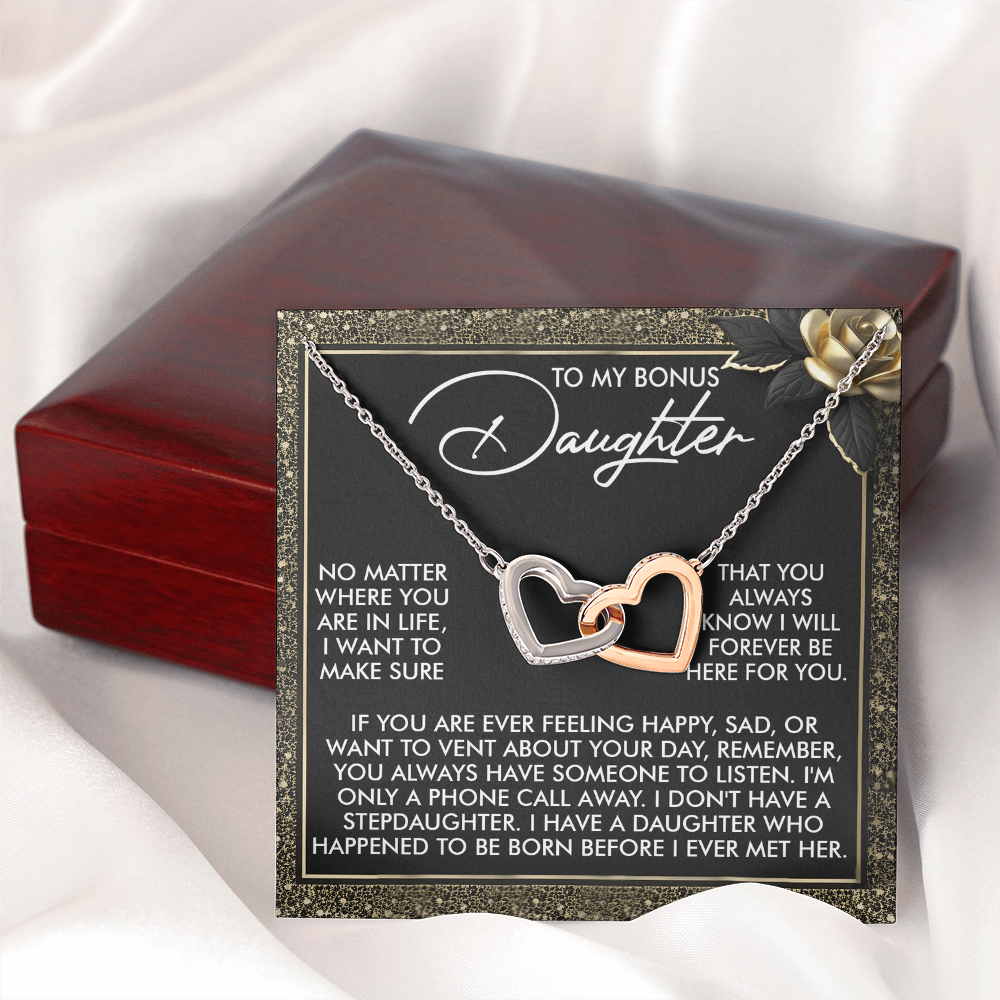 To My Bonus Daughter Necklace, My Daughter Gifts From Mom, Gifts From Dad To Daughter, Necklace For Daughter And Mom