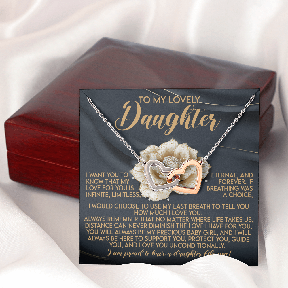To My Lovely Daughter Necklace, Love Is All We Need Necklace, Dad And Daughter Necklaces, Proud Of Daughter Gifts From Mom