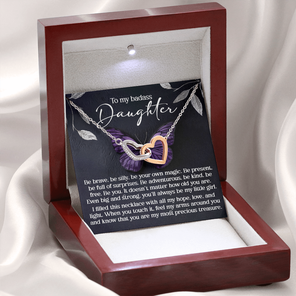 To My Badass Daughter Necklace, Necklace For My Daughter, Mom And Daughter Gifts, Necklaces For Daughter From Dad