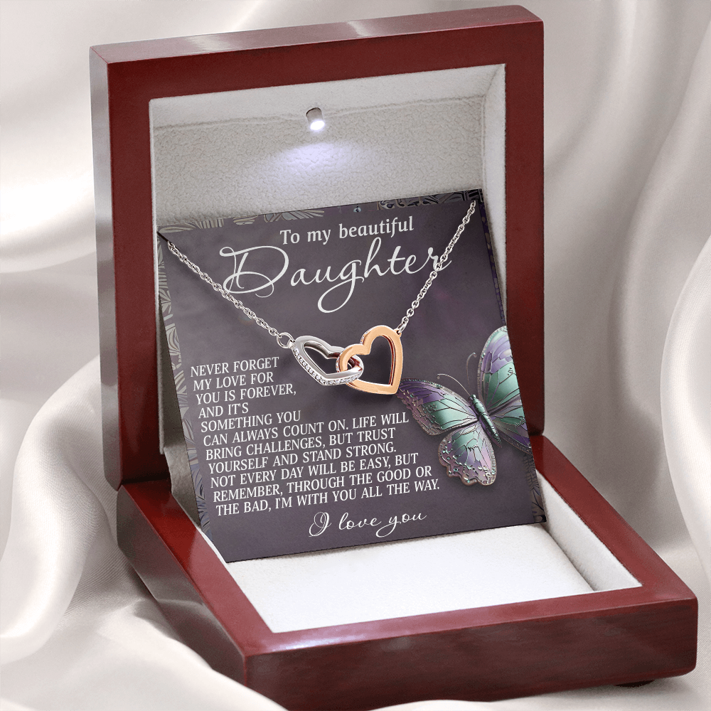 To My Beautiful Daughter Necklace, Daughter Necklace From Daddy Heart, My Daughter Is My Valentine, Father Daughter Gifts Necklace