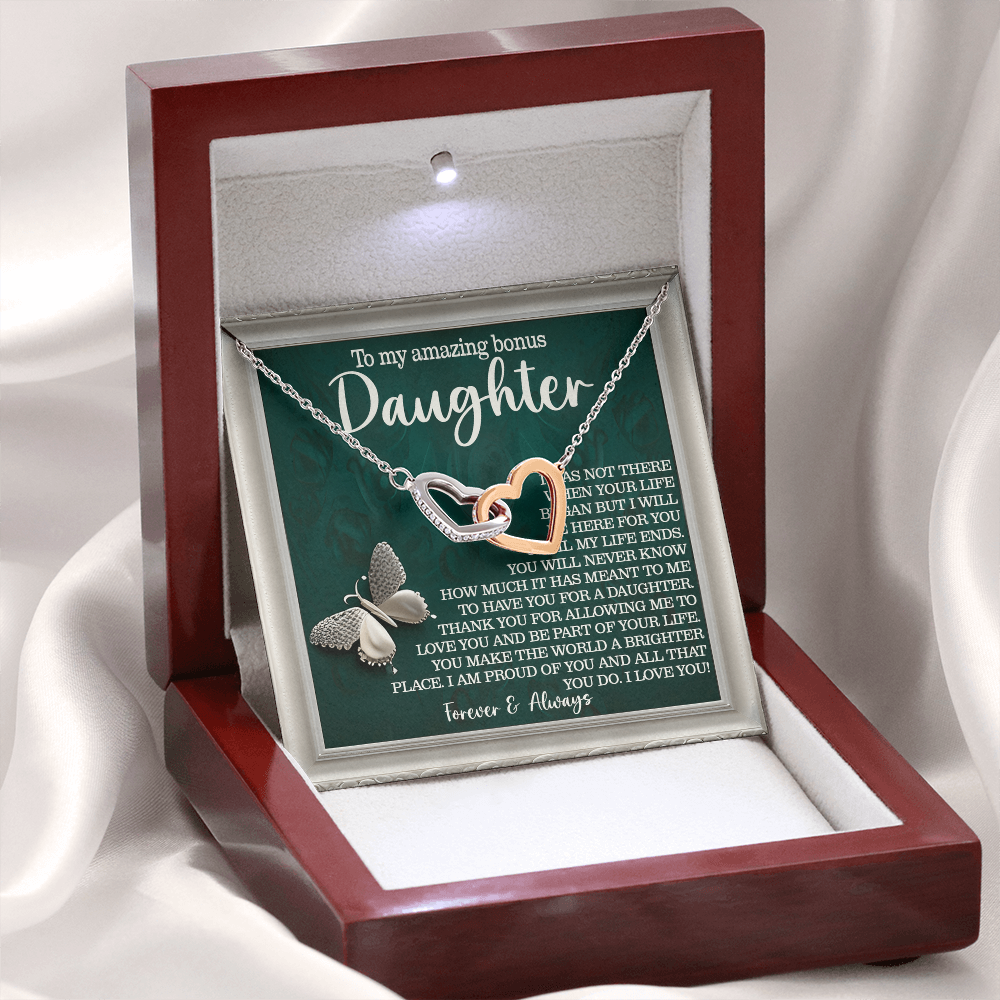 To My Amazing Bonus Daughter Necklace, Daughter Birthday Card From Mom, Birthday Gifts For Adult Daughter, Daughter Gifts From Mom Unique