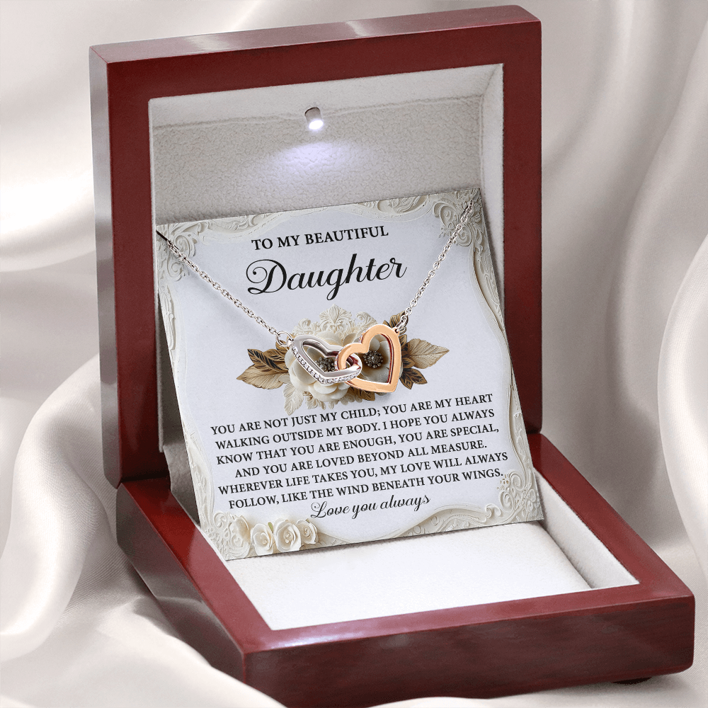 To My Beautiful Daughter Necklace, Birthday Card For Adult Daughter, Daughter Gift From Dad, Necklace For Daughter From Mom