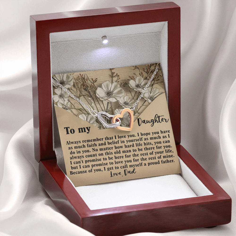 To My Daughter Necklace, Necklace For Daughter From Dad, Father Daughter Necklace Gold, Daddy Loves You Daughter Gift