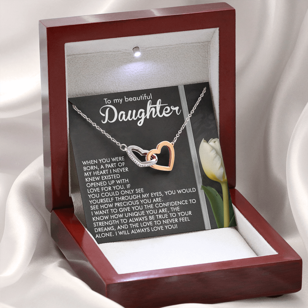 To My Beautiful Daughter Necklace, Valentines Day Gifts For Daughter Adult From Dad, Badass Necklace For Women, To My Bonus Mom Necklace