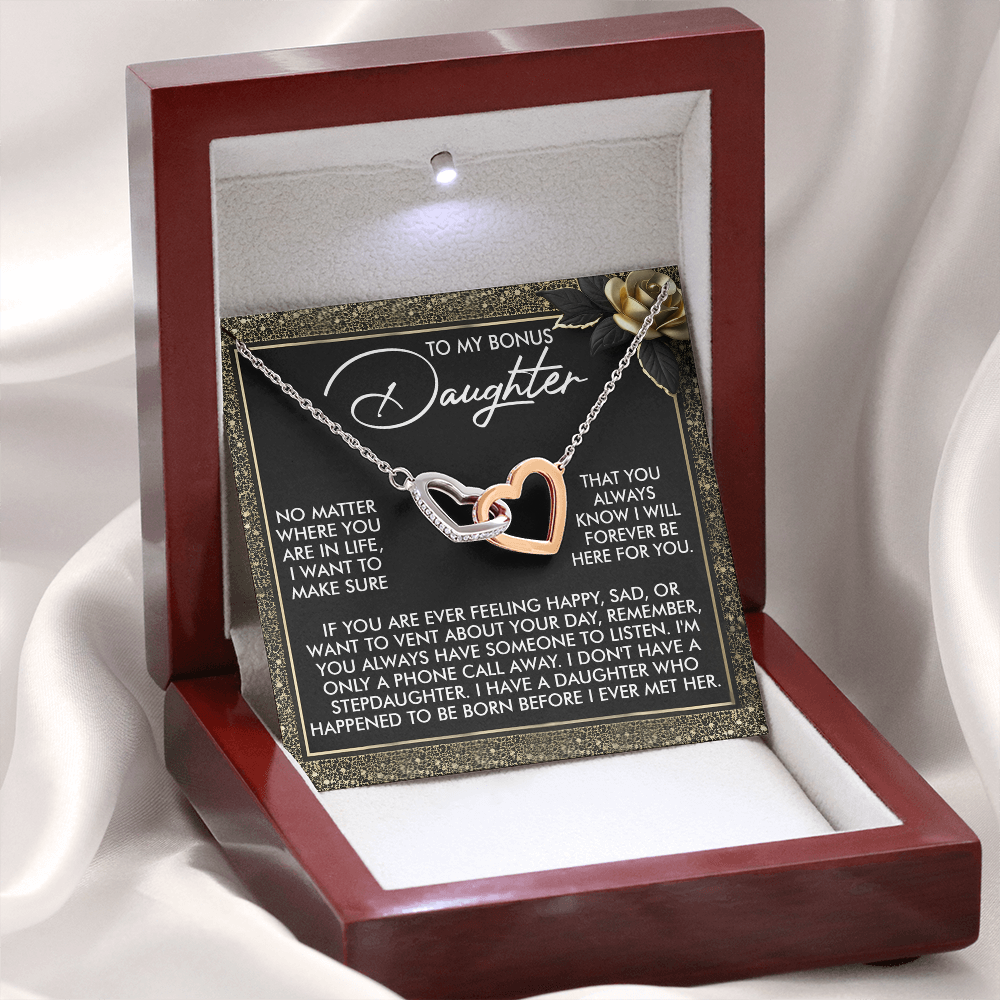 To My Bonus Daughter Necklace, My Daughter Gifts From Mom, Gifts From Dad To Daughter, Necklace For Daughter And Mom