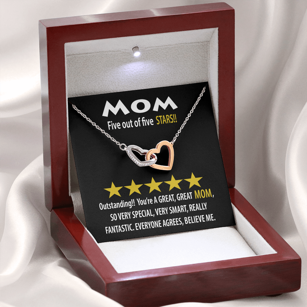 Mom Five Out Of Five Stars Necklace, Mom Birthday Gift From Son, Gift For Mom Spanish, 1st Mothers Day Necklace For New Mom