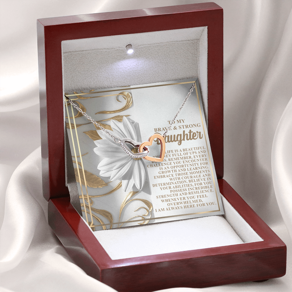 To My Brave & Strong Daughter Necklace, Jewelry For Daughter From Dad, Daughter Gifts From Mom And Dad, For My Daughter Necklace