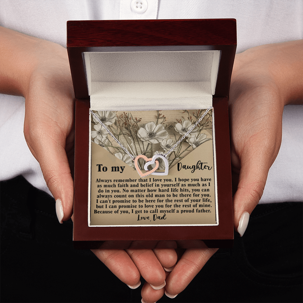 To My Daughter Necklace, Necklace For Daughter From Dad, Father Daughter Necklace Gold, Daddy Loves You Daughter Gift