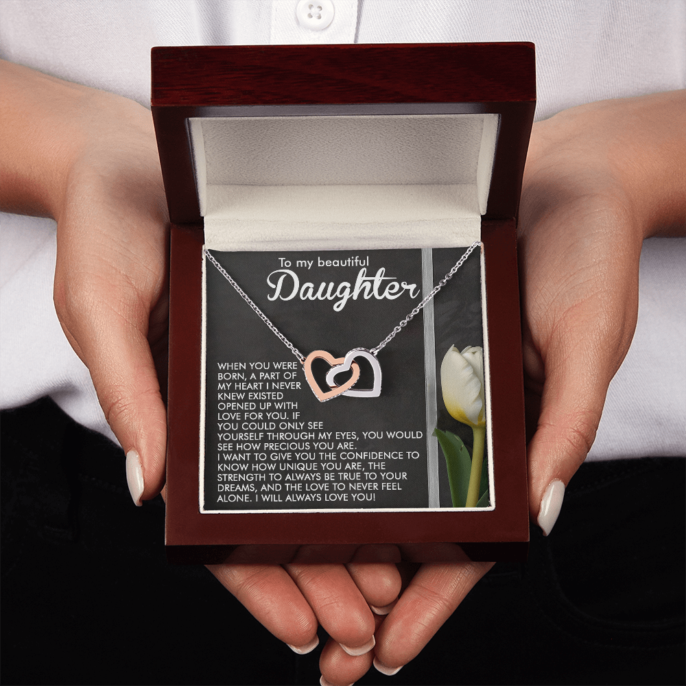 To My Beautiful Daughter Necklace, Valentines Day Gifts For Daughter Adult From Dad, Badass Necklace For Women, To My Bonus Mom Necklace