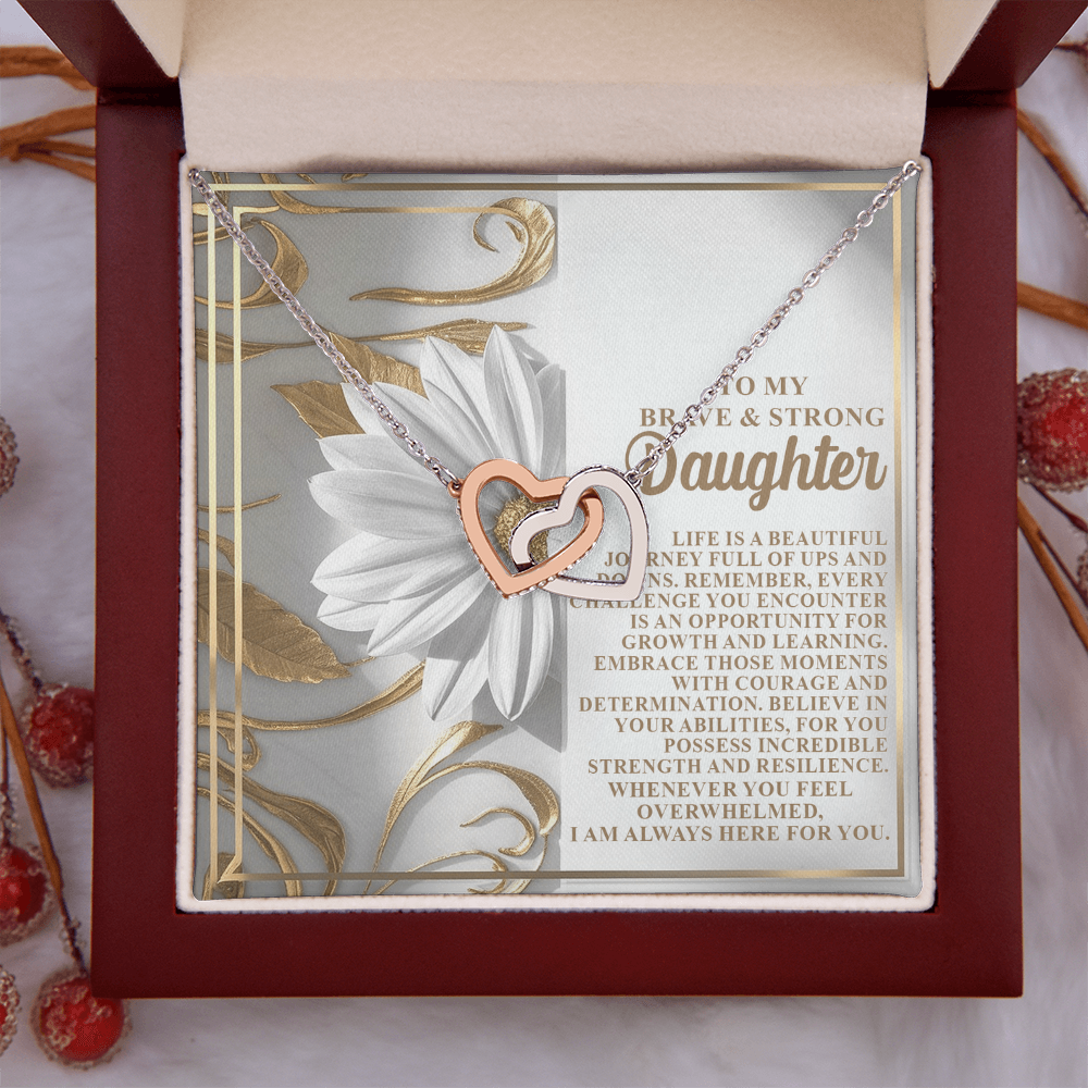 To My Brave & Strong Daughter Necklace, Jewelry For Daughter From Dad, Daughter Gifts From Mom And Dad, For My Daughter Necklace