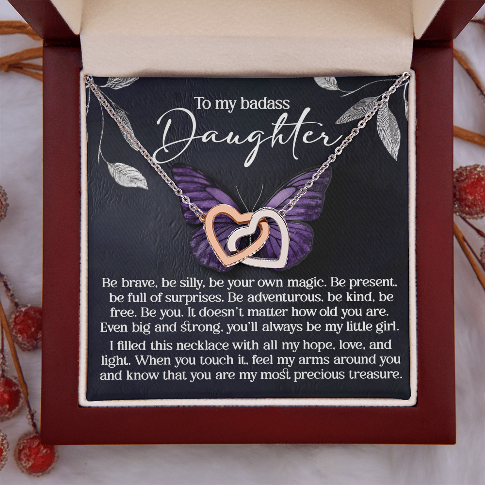 To My Badass Daughter Necklace, Necklace For My Daughter, Mom And Daughter Gifts, Necklaces For Daughter From Dad