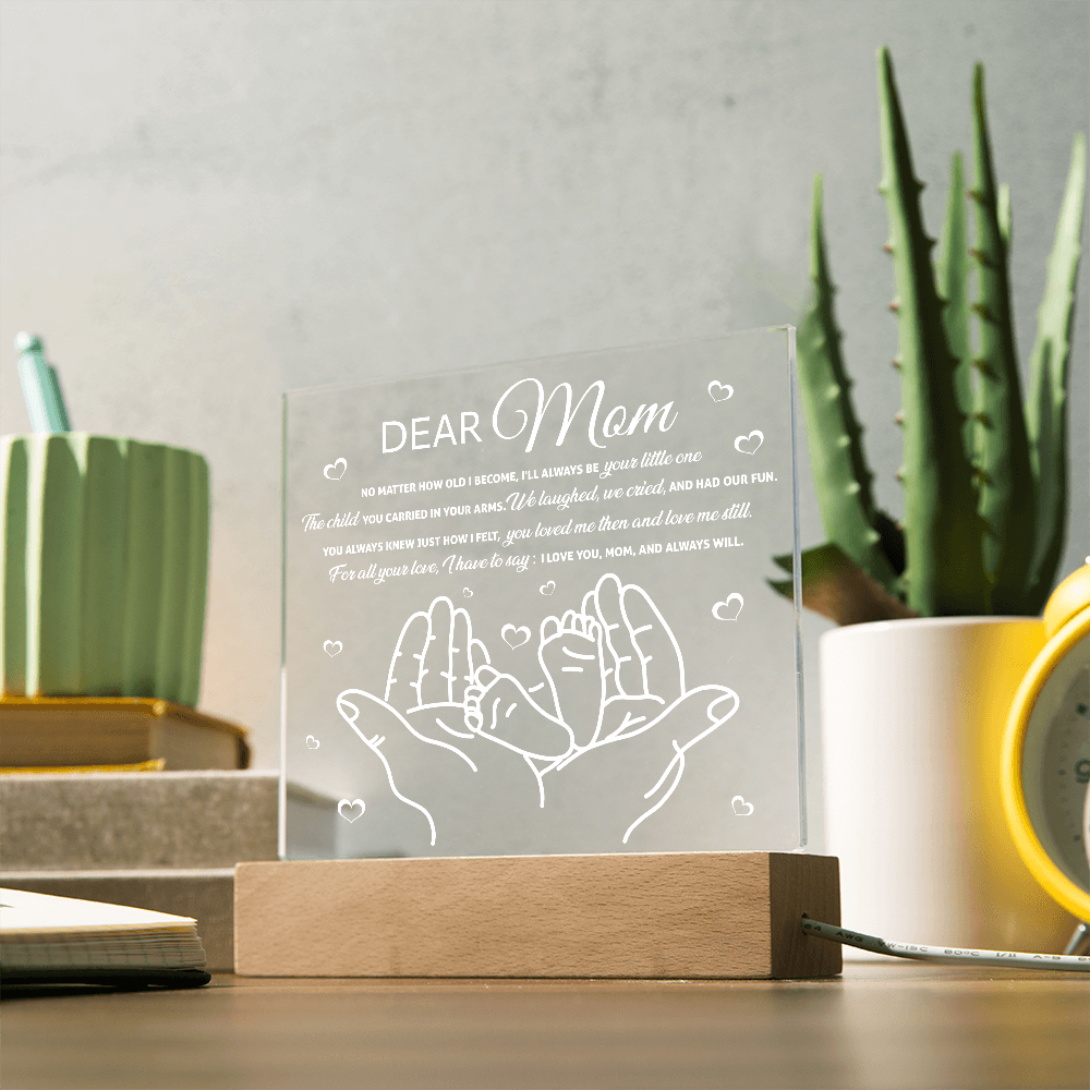 Dear Mom Square Acrylic, Easter Gifts For Mom From Daughter, Best Gifts For Mom Birthday From Son, Christmas For Mom From Daughter