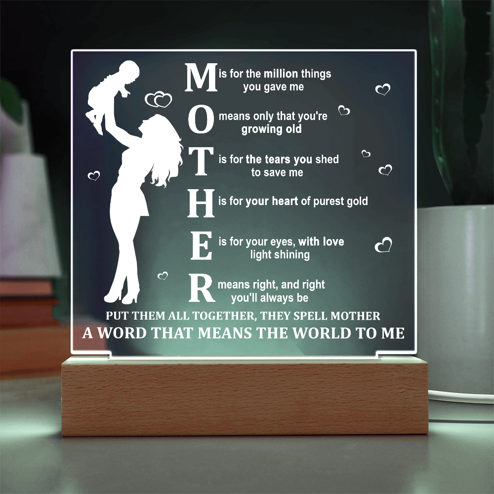 To My Mother Square Acrylic, Acrylic For Mom From Daughter, Mothers Day Gifts For Mom Acrylic, Gifts For Her Birthday Mom