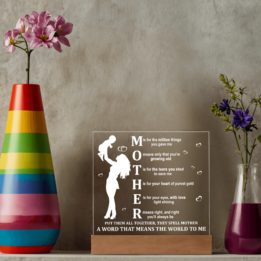 To My Mother Square Acrylic, Acrylic For Mom From Daughter, Mothers Day Gifts For Mom Acrylic, Gifts For Her Birthday Mom