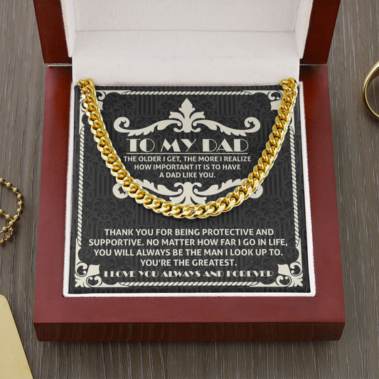 To My Dad Cuban Link Gold Chain, To My Dad Necklace, Gifts For Dad From Son, Cuban Chain Necklace For Men