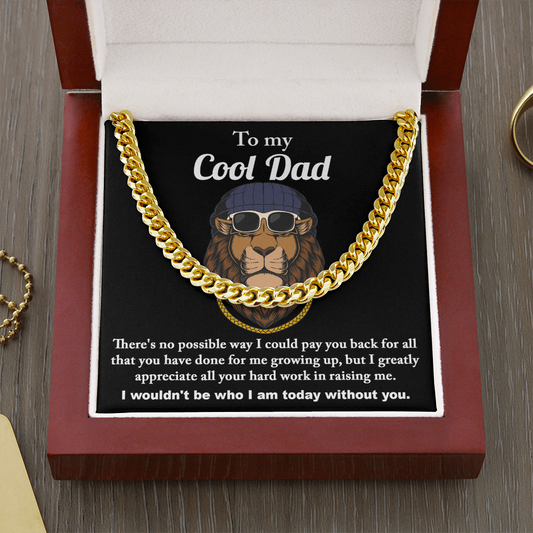 To My Cool Dad Cuban Link Gold Chain, Fathers Day Gifts For Dad Necklace, Birthday Gift For Dad From Kids, Fathers Day Gifts Bulk