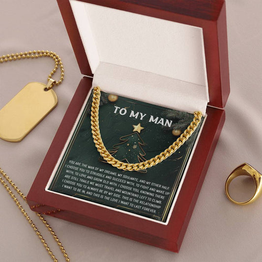 To My Man Necklace, Stainless Steel Gold Cuban Link Chain For Men, Cuban Chain Necklace For Men, Gold Cuban Link Chain For Men