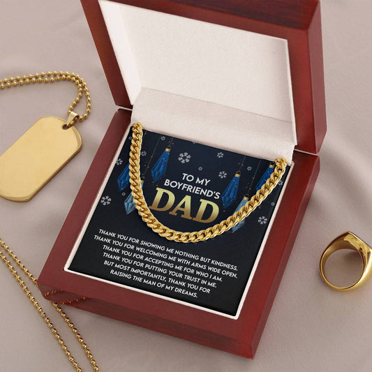 To My Boyfriend's Dad Necklace, Christmas Gifts For Boyfriends Dad, Boyfriends Dad Christmas Gifts, Cuban Chain Necklace For Boyfriends Dad