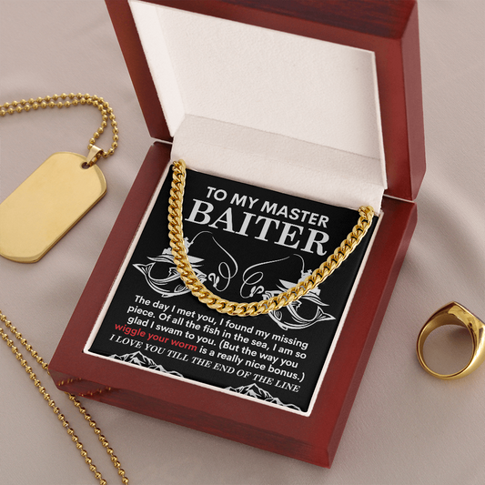 To My Master Baiter Cuban Chain Necklace, Cuban Link Chain Necklace Gift For Husband, Valentine Present For Husband, Valentine Gifts For My Husband
