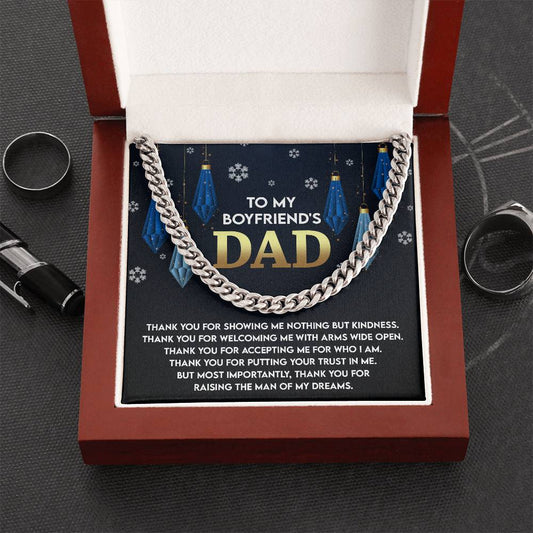To My Boyfriend's Dad Necklace, Christmas Gifts For Boyfriends Dad, Boyfriends Dad Christmas Gifts, Cuban Chain Necklace For Boyfriends Dad