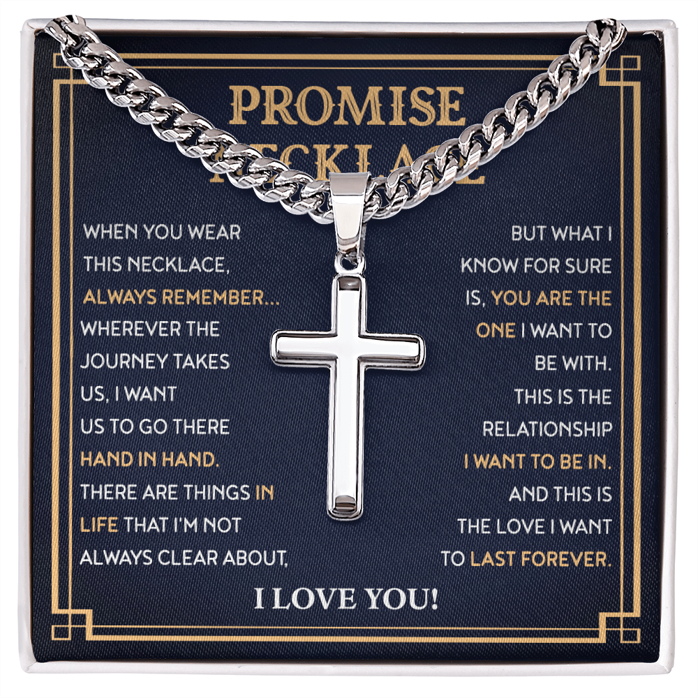 Boyfriend Promise Necklace, Personalized Cross Necklace For Men, Cross Necklace For Boyfriend - BR5-JULY2-PRONE-1