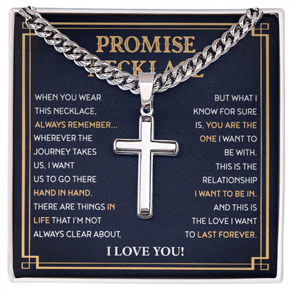 Boyfriend Promise Necklace, Personalized Cross Necklace For Men, Cross Necklace For Boyfriend - BR5-JULY2-PRONE-1