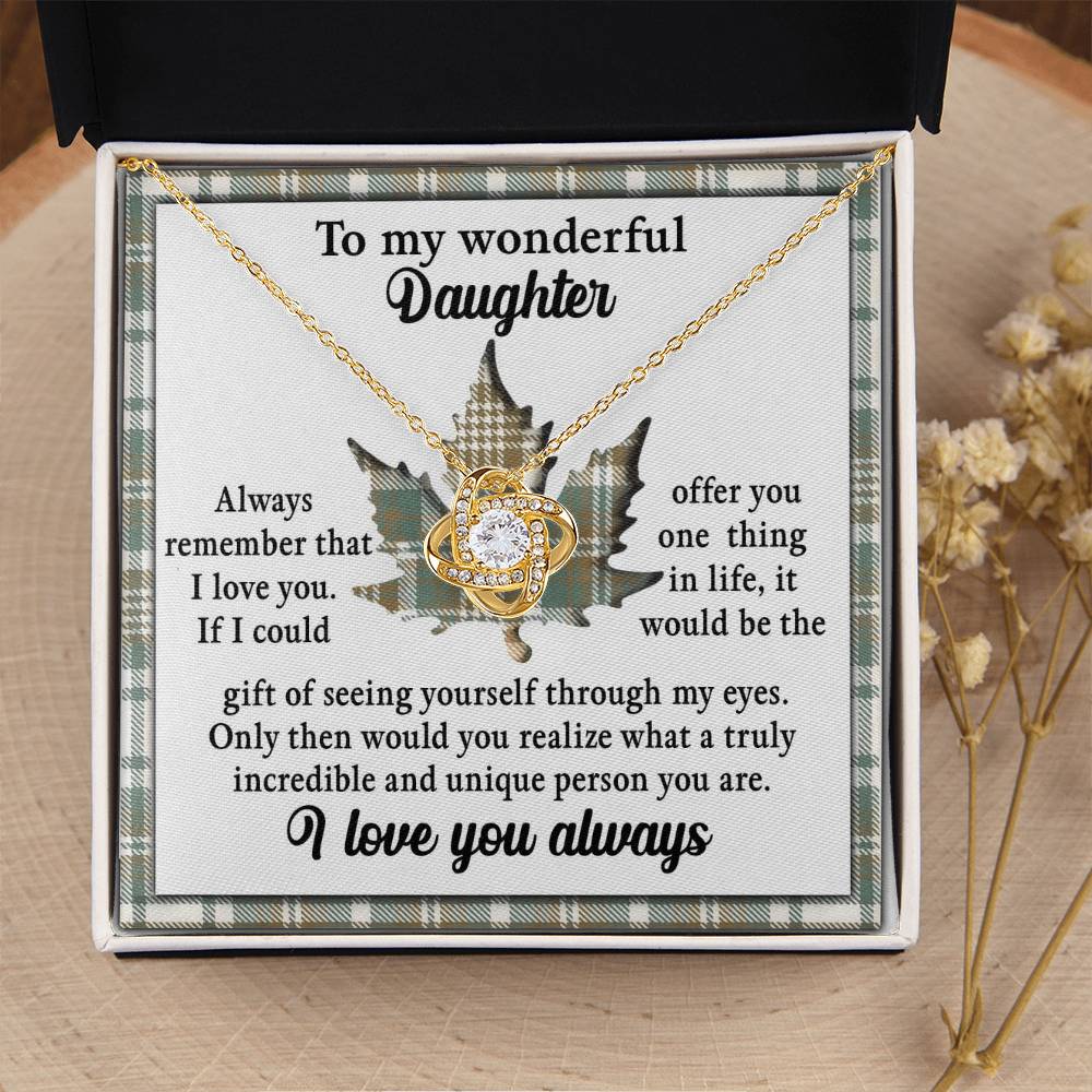 To My Wonderful Daughter Love Knot Necklace - 18k Yellow Gold Over Stainless Steel, To My Daughter Jewelry