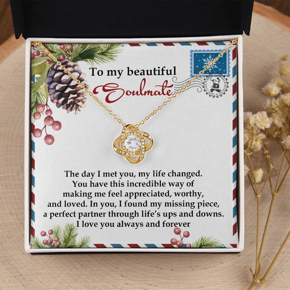 To My Beautiful Soulmate Necklace, Soulmate Necklace For Women, Good Gifts For Girlfriend For Christmas, Christmas Gifts For My Wife